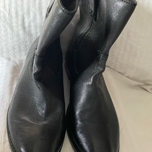 Frye Black Leather Slip On Bootie